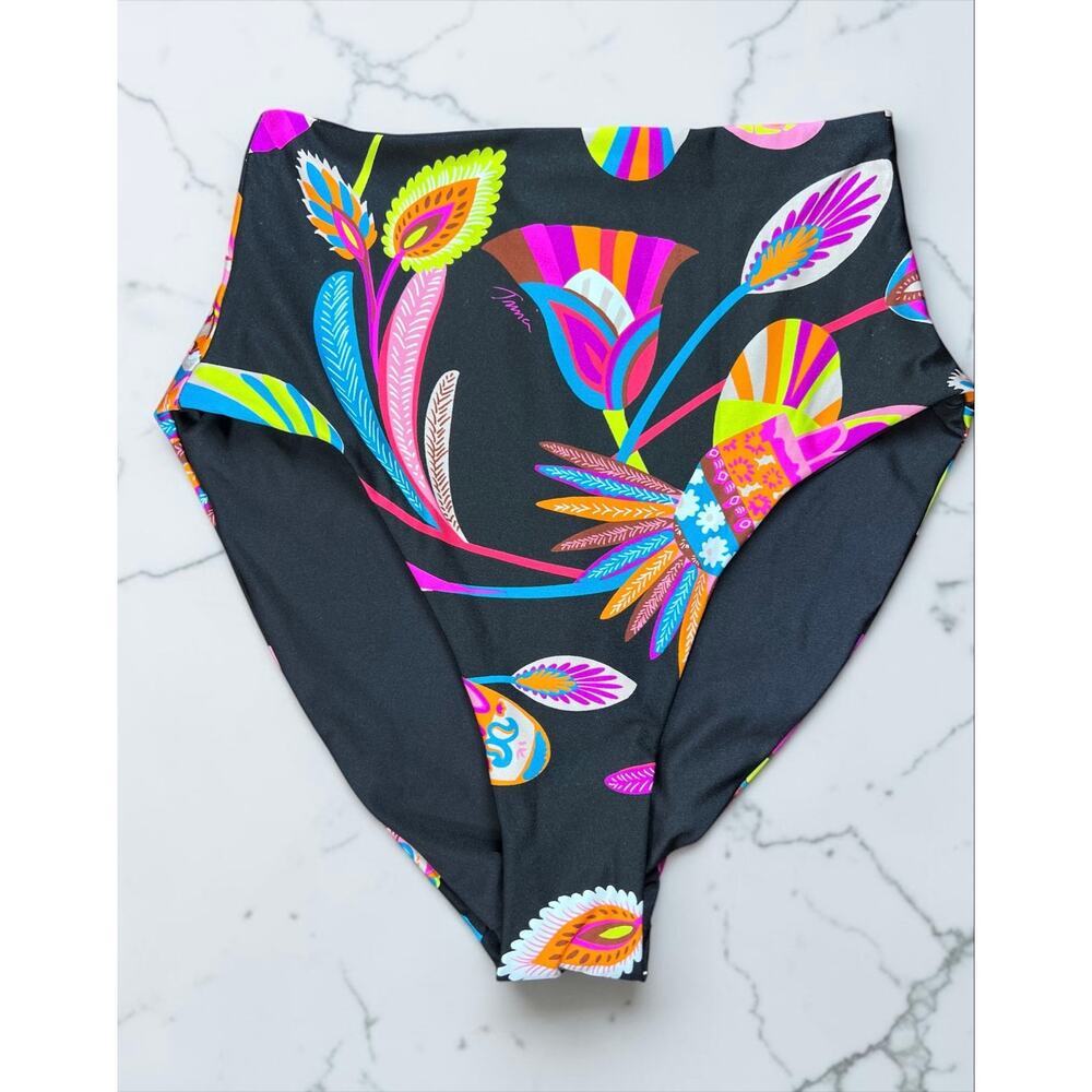 Trina Turk Reversible High Waist Bikini Bottoms Size 4 NWT Tropical Print